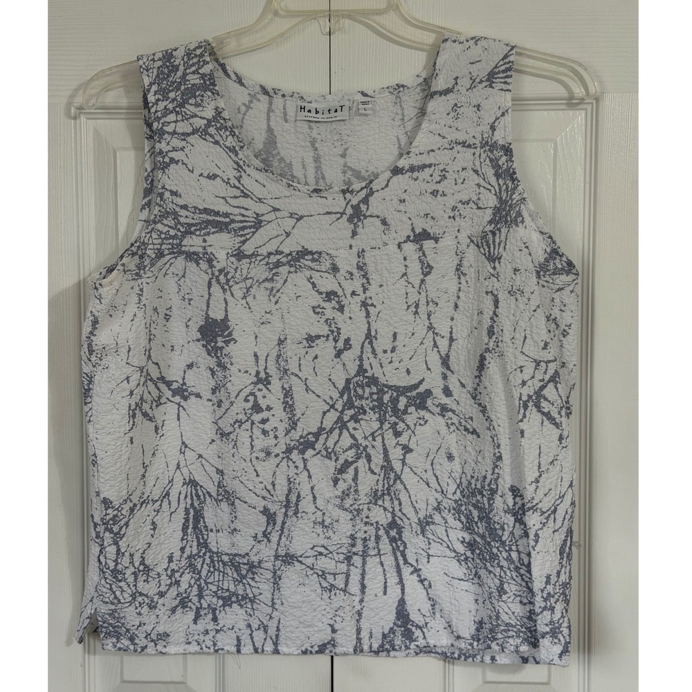 Habitat Clothes To Live In Womens Large 2pc Set Tank Top Open Front Jacket Grey